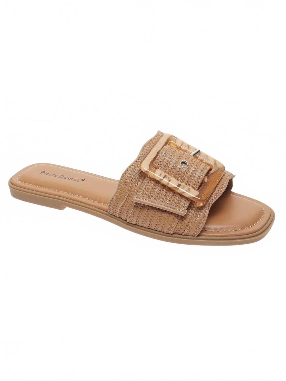 NEW OLEM women's empress buckle slide sandals in new tan